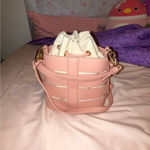 Madison West Blush and Cream Mini Bucket Bag